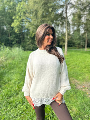 Gebreide trui kant "Knitted" créme