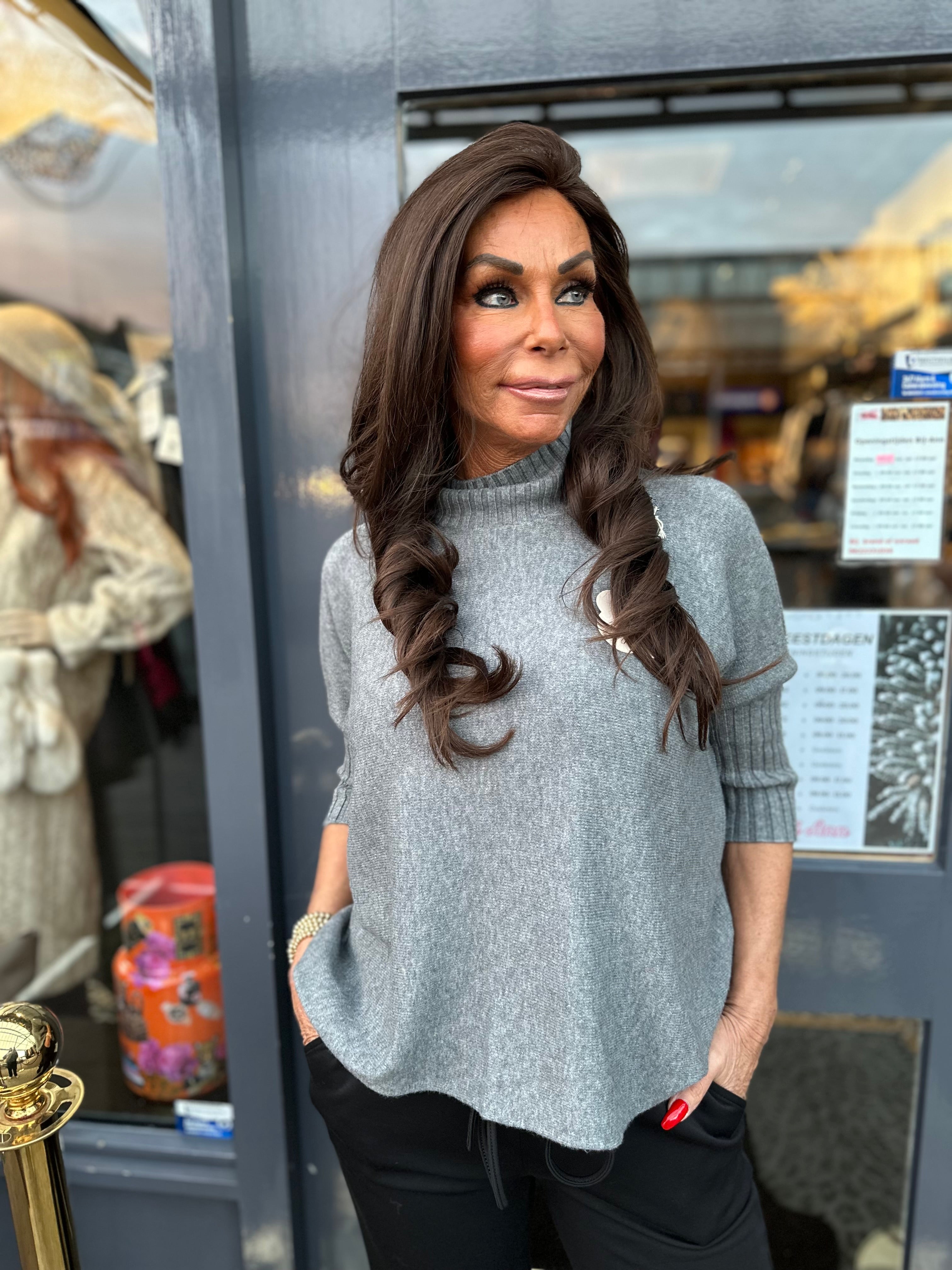 Vleermuis top met col "Grijs"