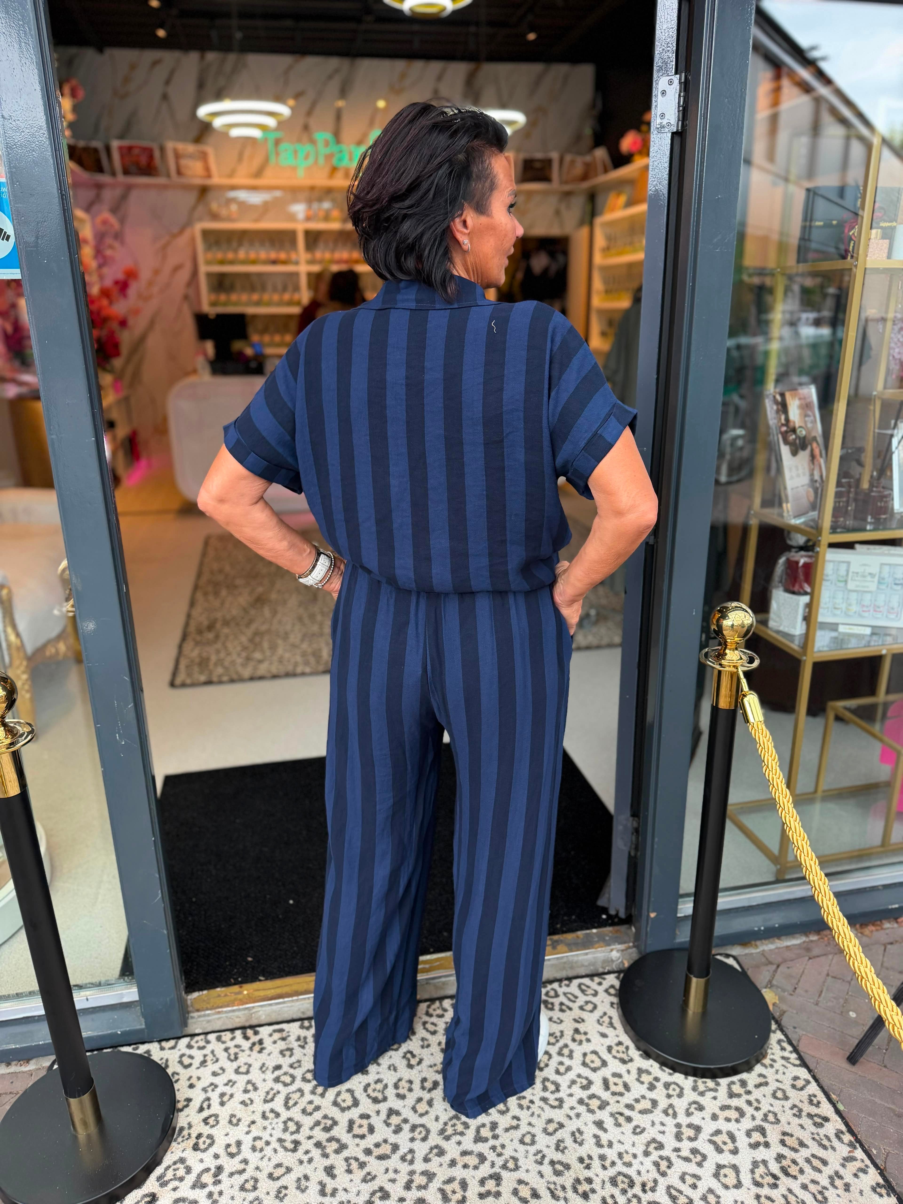 2 delig set "Strepen" blauw