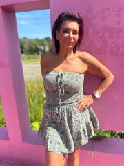 Playsuit kort "hydrofiel" print legergroen