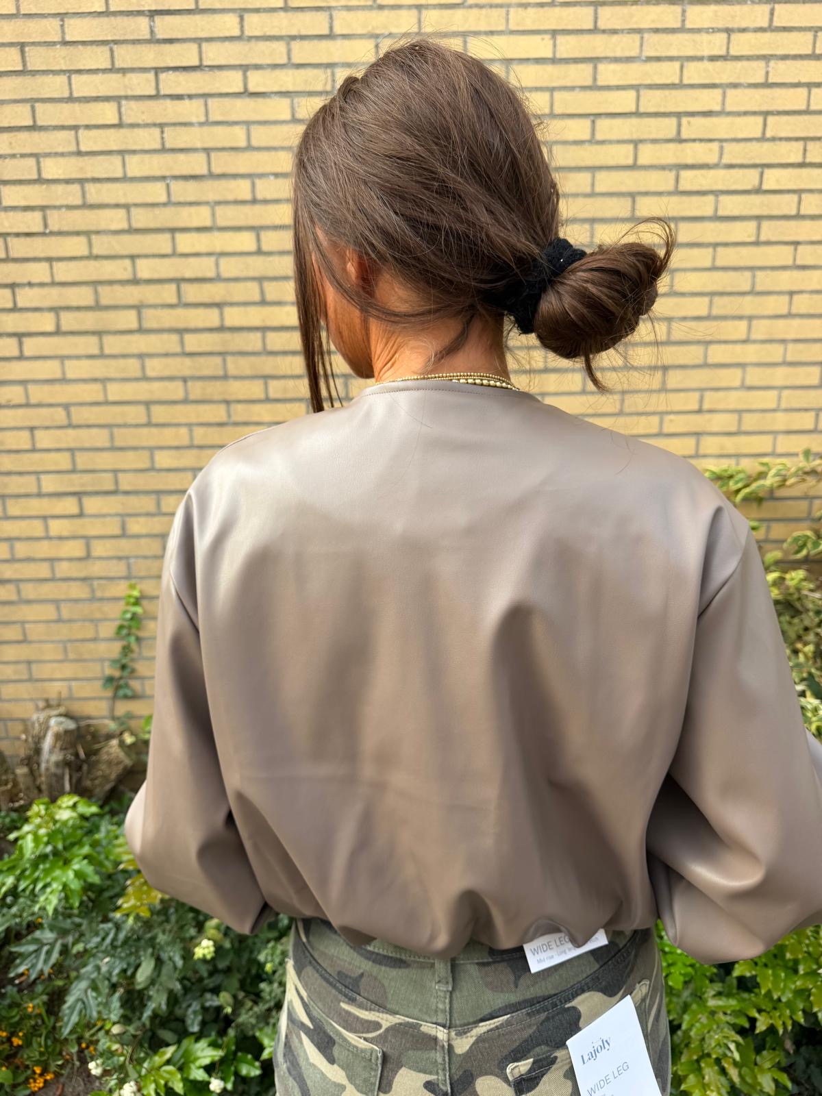 PU ballon jasje taupe