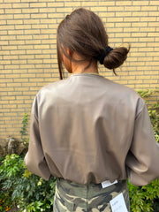 PU ballon jasje taupe