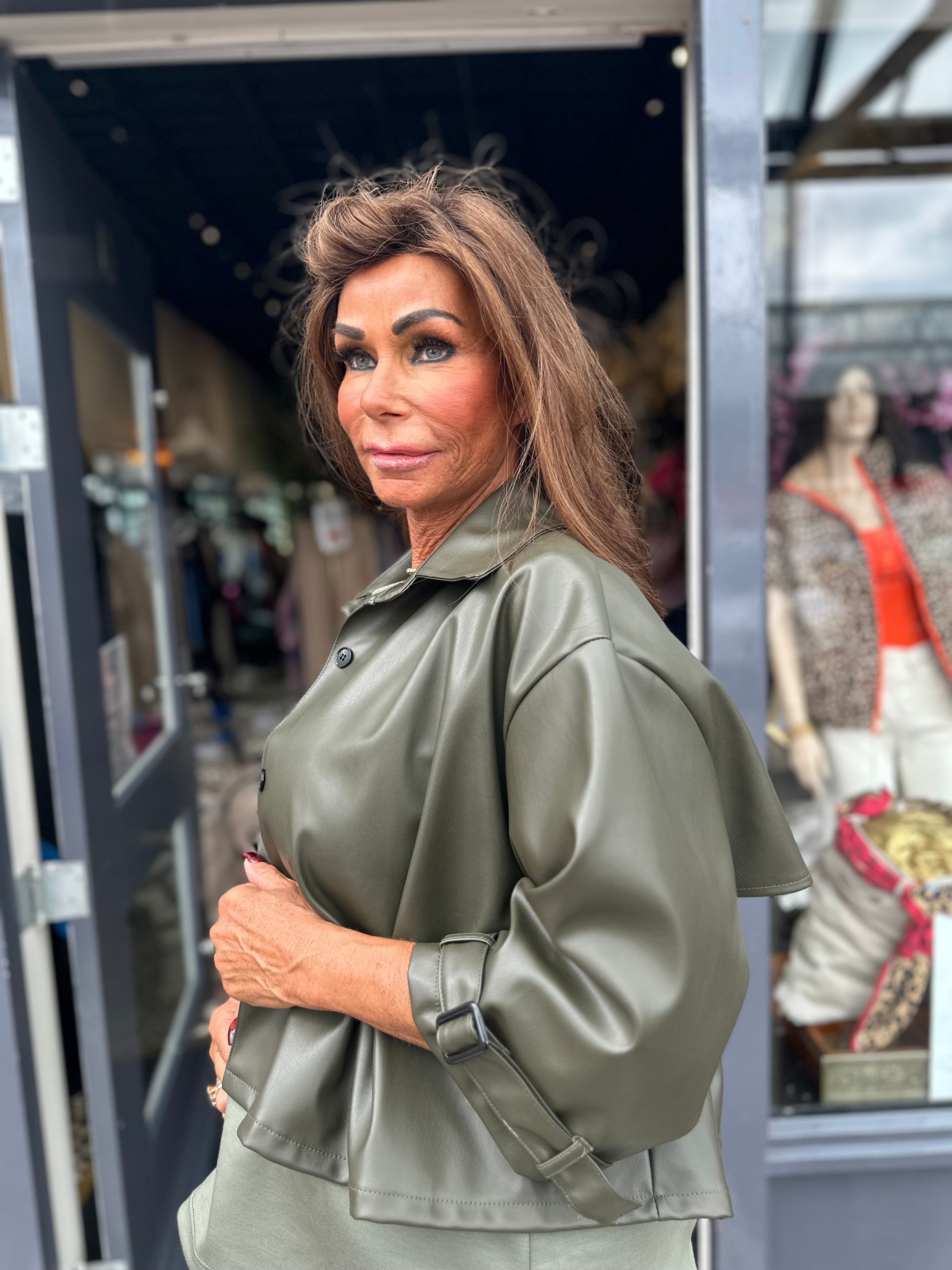 Vegan Leather Jasje "Rizzo" Legergroen