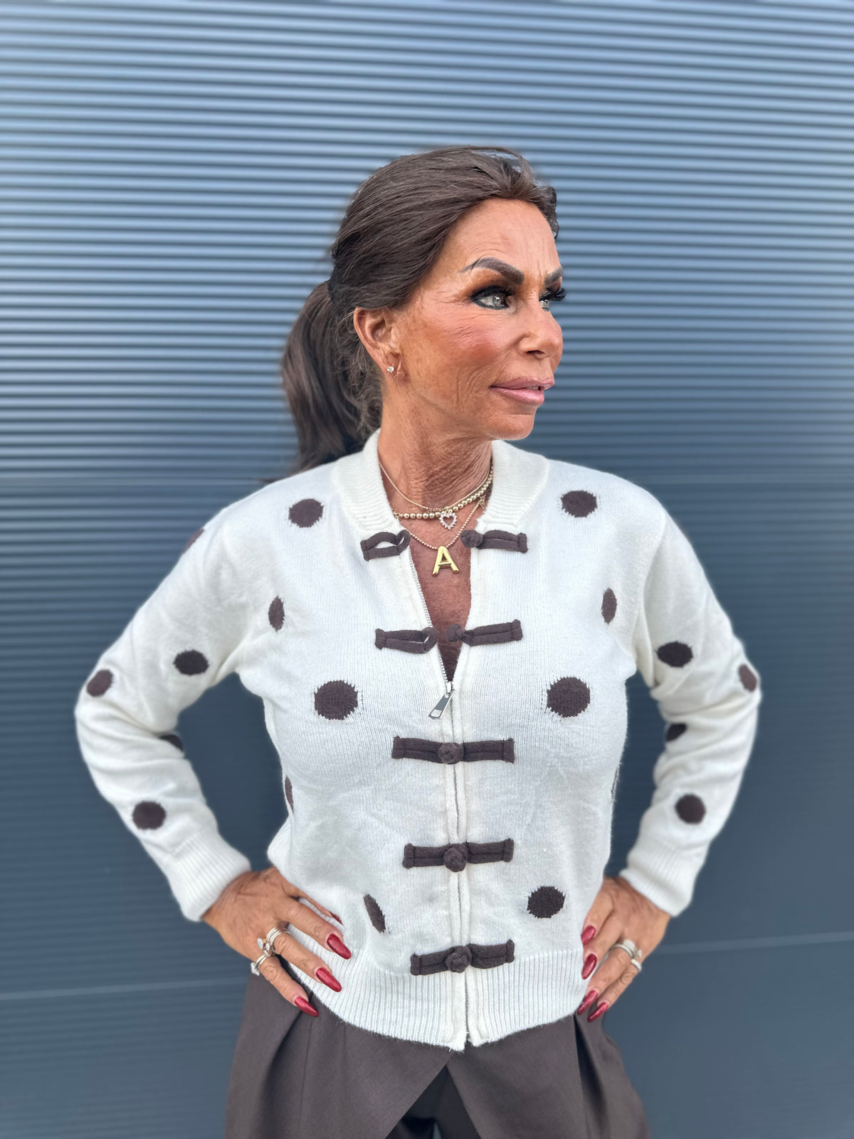Vest "polkadot An" ecru bruin
