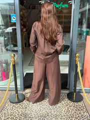 Blouse military borduur "Jacky" bruin