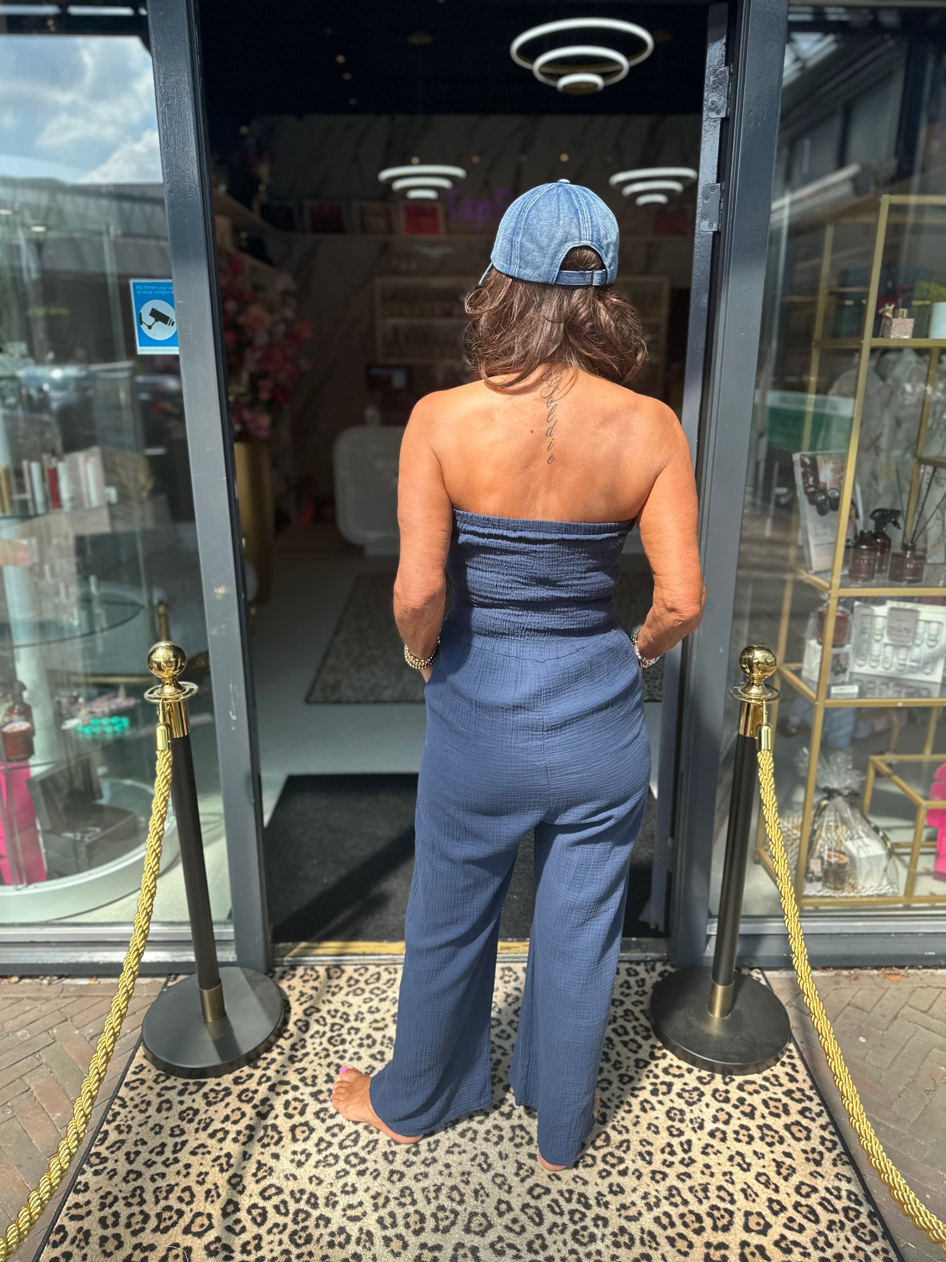 Strapless jumpsuit “Maya” hydrofiel navy