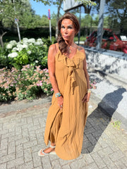 Lange jurk Ruches “Vito” Camel