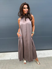 Halterjurk effen "show" mauve