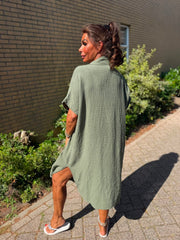 Hydrofiele jurk "Palmboom" Legergroen
