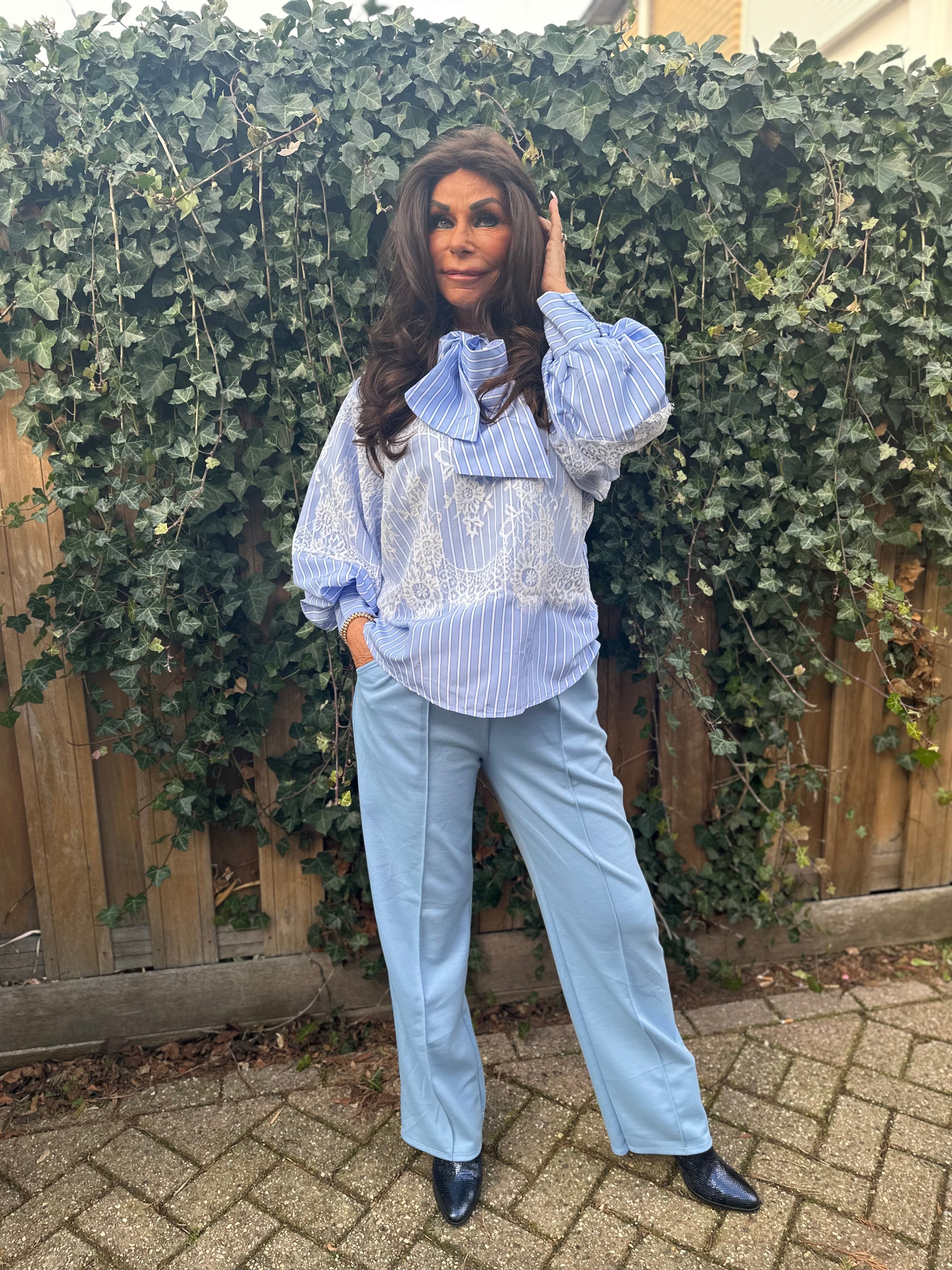 Strikblouse "Jill" blauw