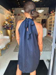 korte Halterjurk effen "Breezy" Navy