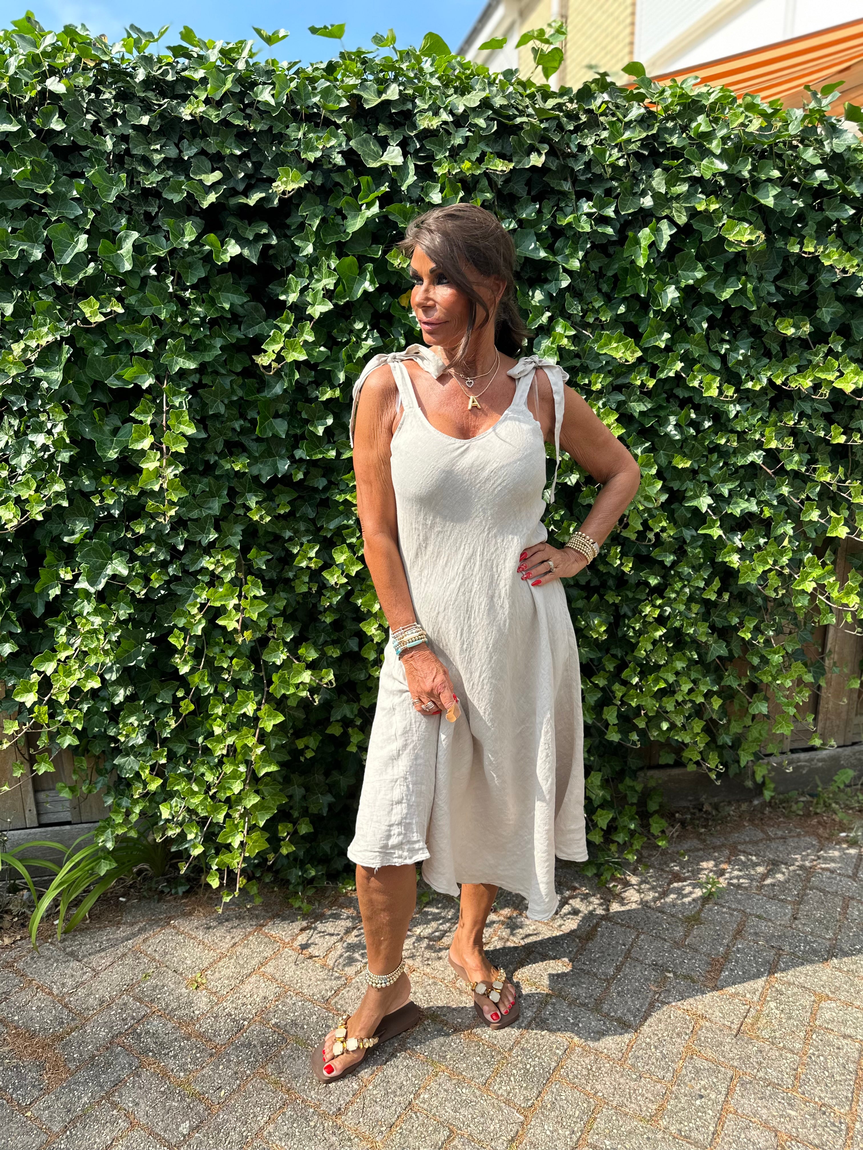 Linnen jurk Ribbon beige