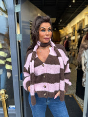 Vest met sjaal gestreept Roze/bruin