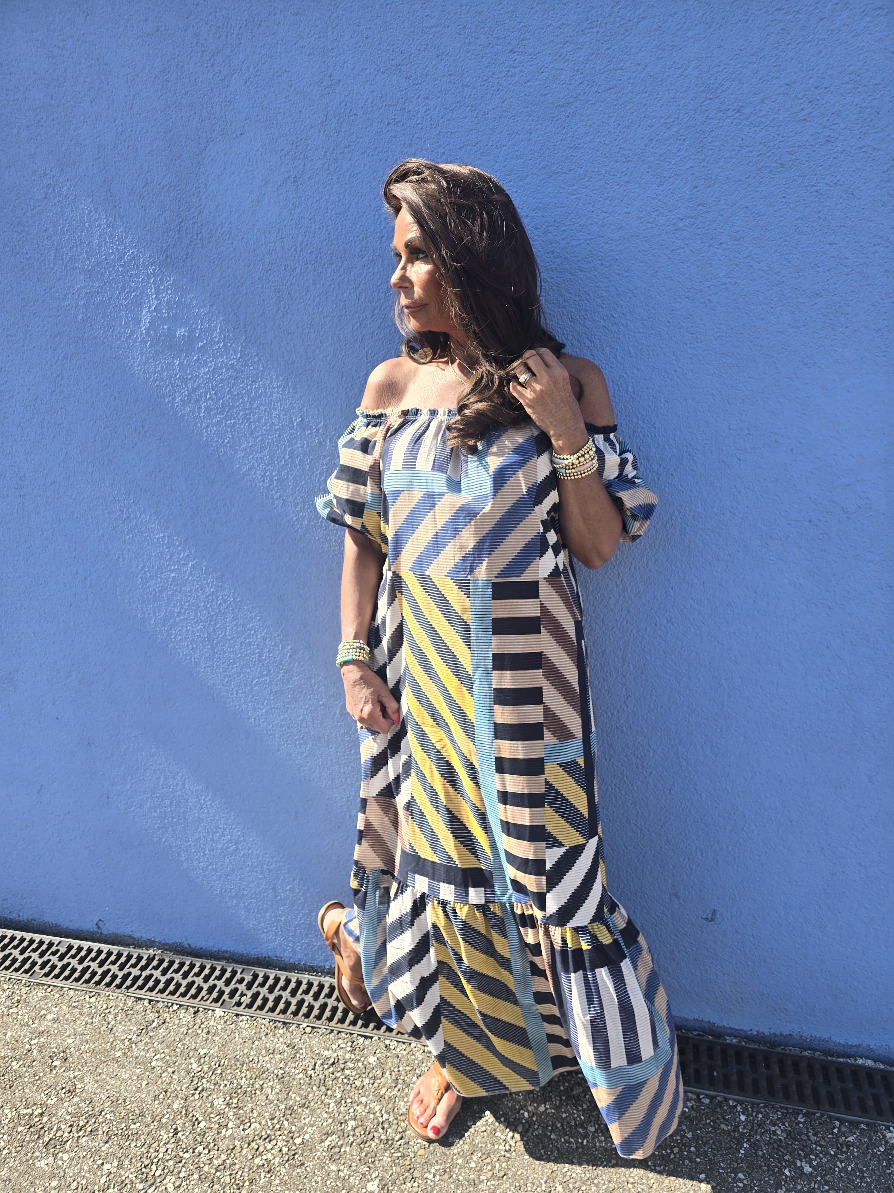 Lange jurk “Rainbow” Blauw