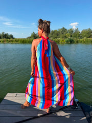Halterjurk Rainbow stripe red