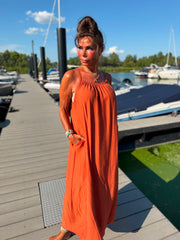 Lange jurk “Sabina” Brique