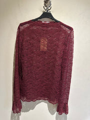 Kanten top "Marly" ronde hals bordeaux