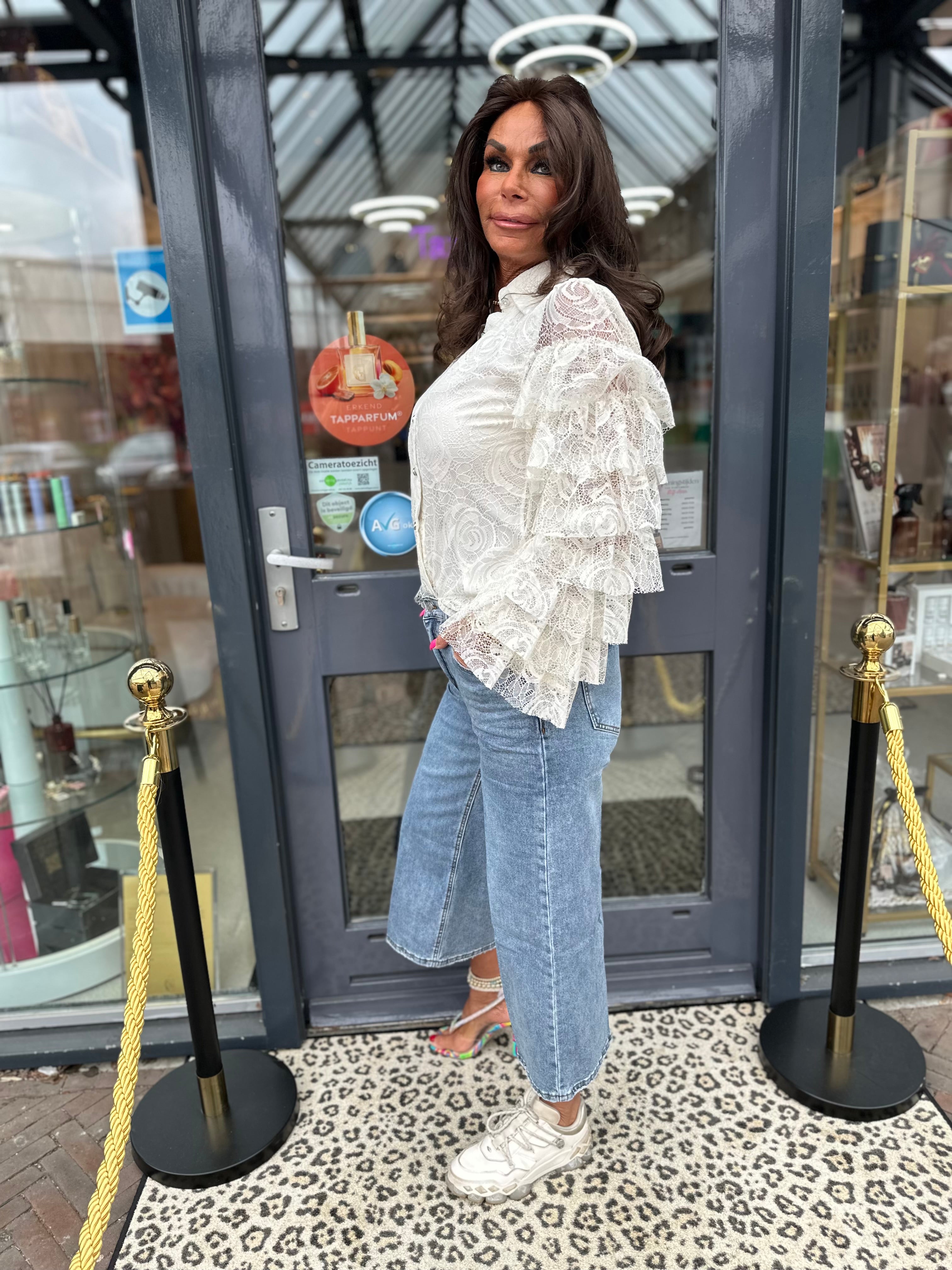 3 kwart wide leg jeans