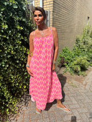 Hydrofiele jurk multicolor roze