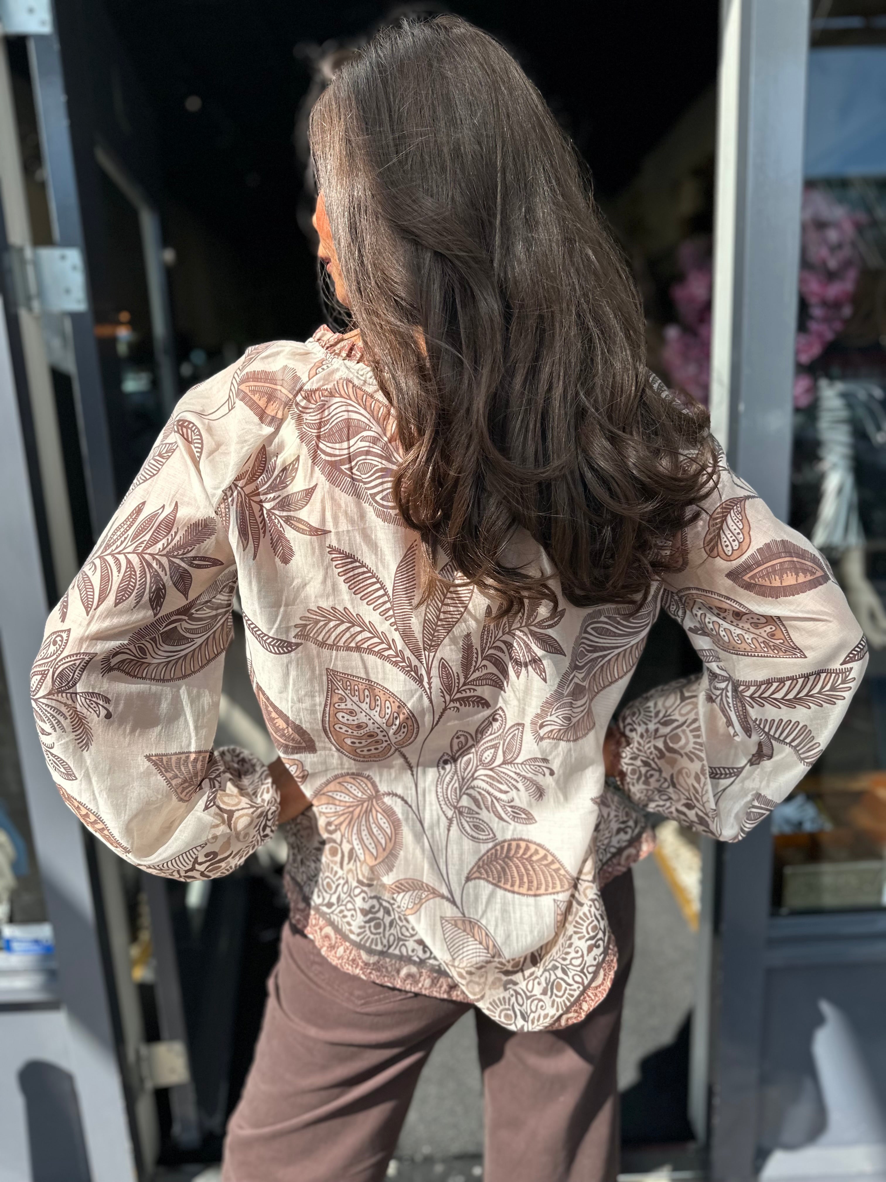 Blouse "Dina" Bruin/Créme