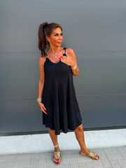 Viscose jurk “Gesp” zwart