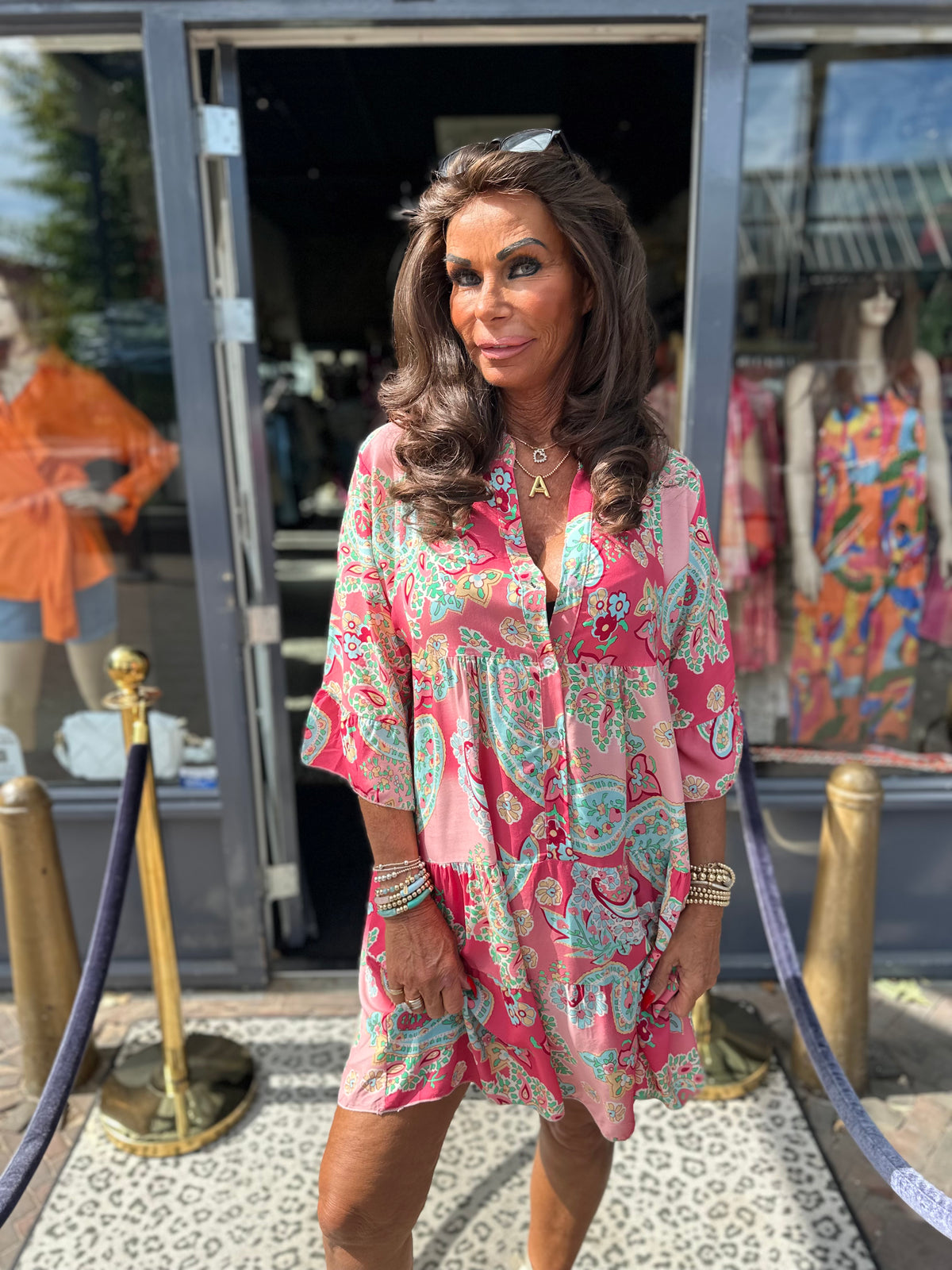 kort jurkje “Sabrina” oud roze print