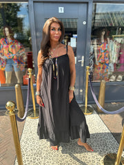 Lange Viscose jurk "Emily" zwart