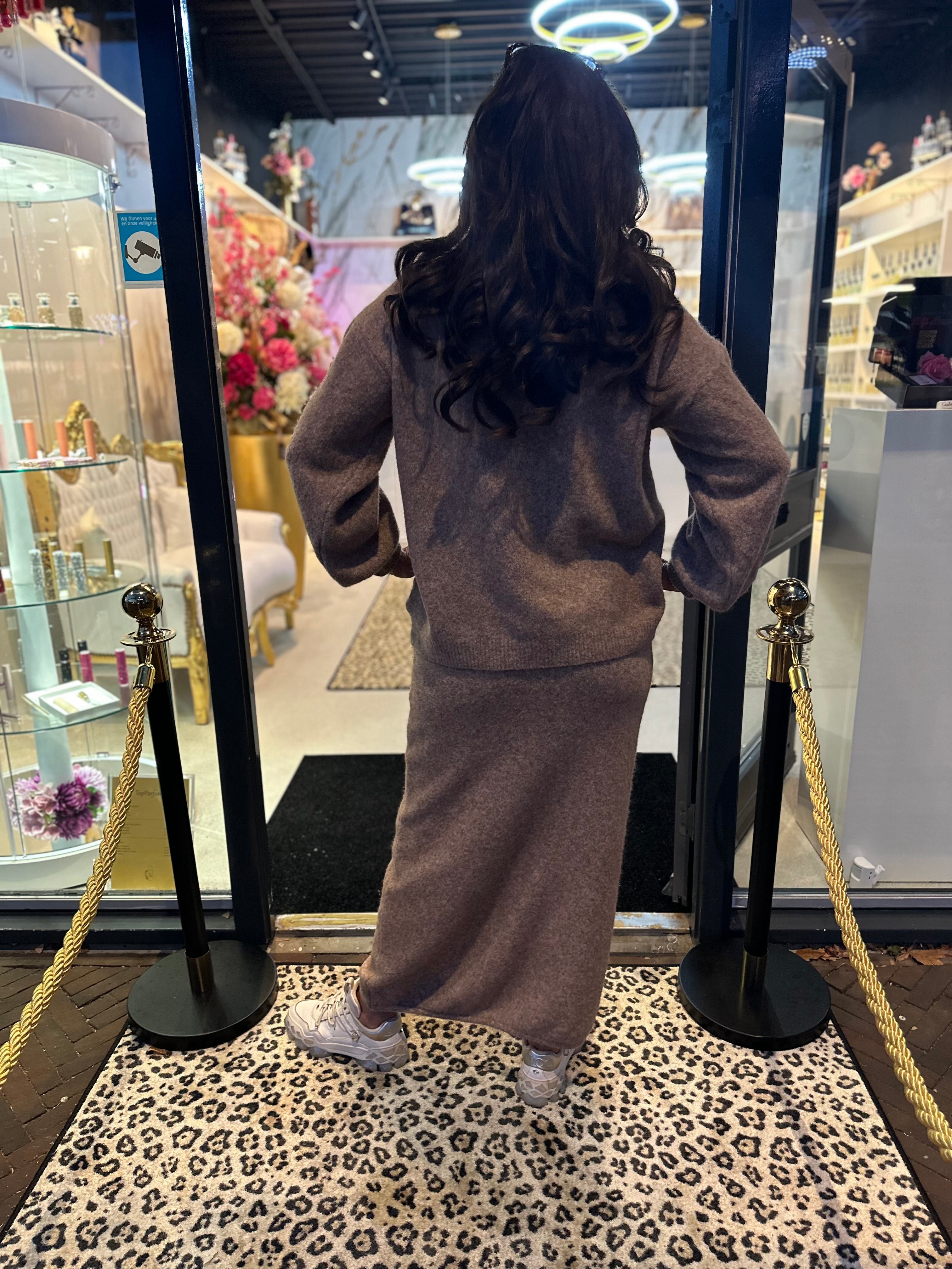 2 delig set lange rok “Snow” camel