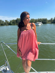 Korte jurk Fluffy oud roze