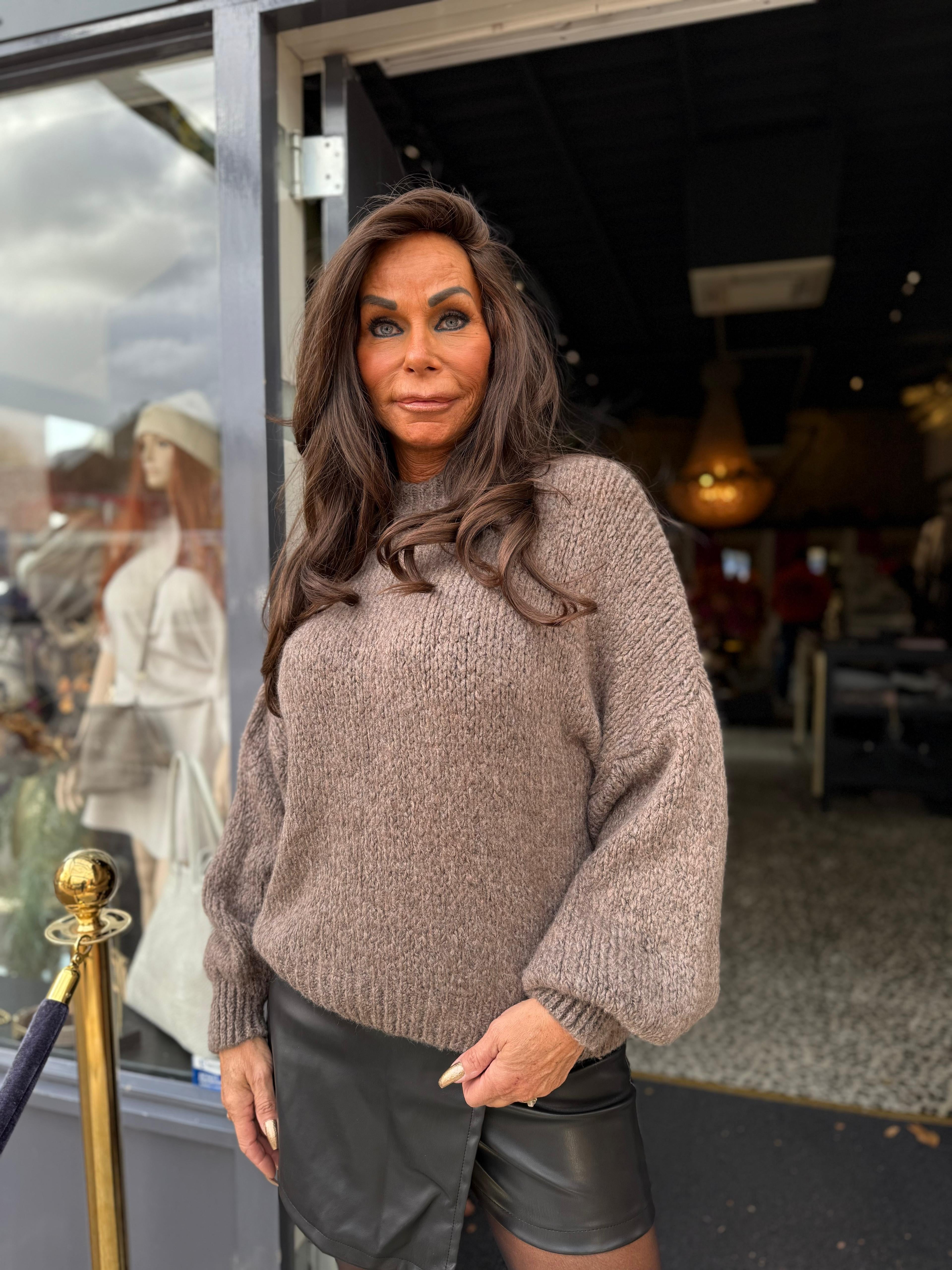 Trui "Knitted" Taupe