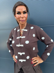 Vest "polkadot An" bruin ecru
