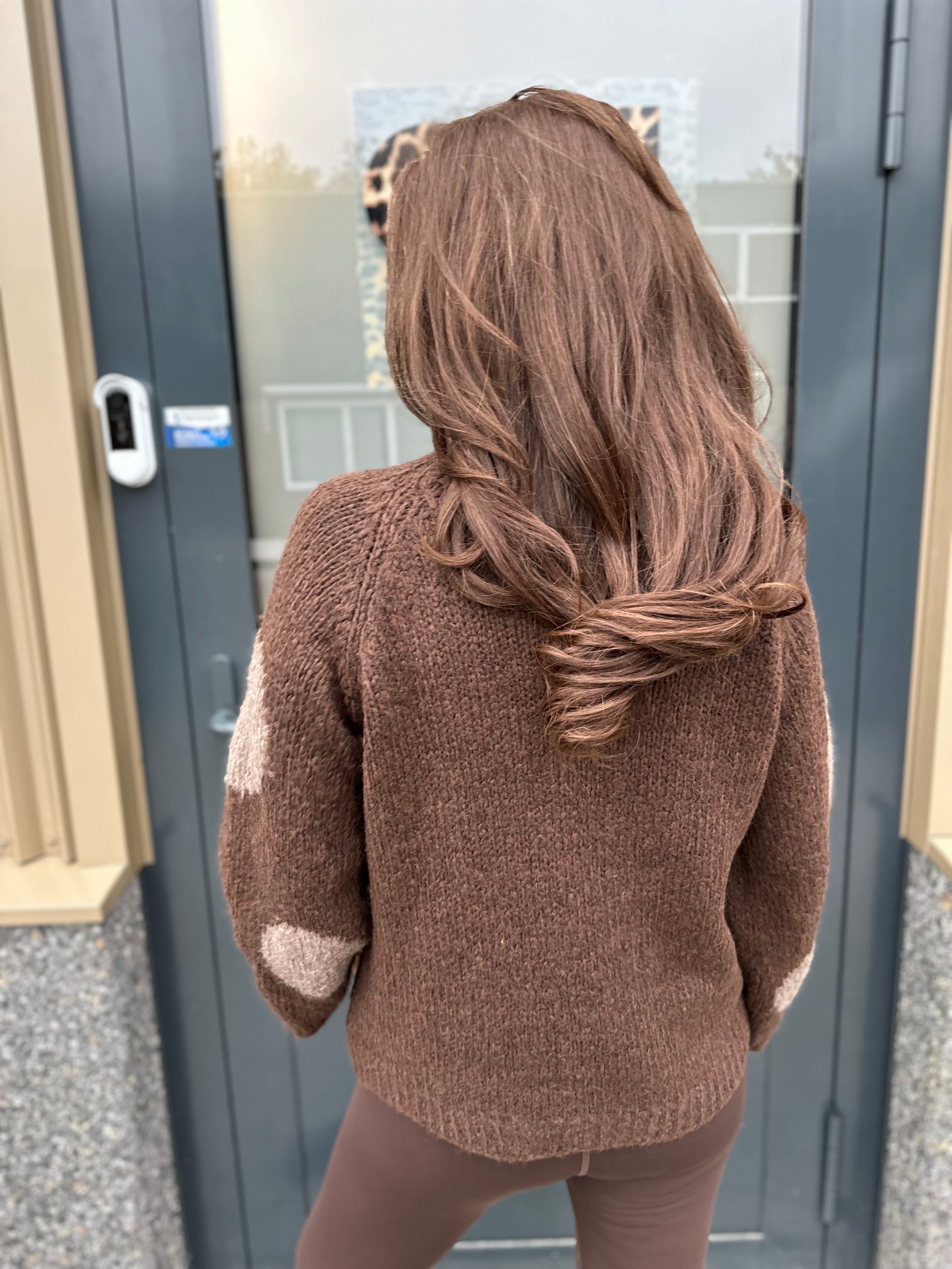 Gebreide trui Stippen "Knitted" donkerbruin
