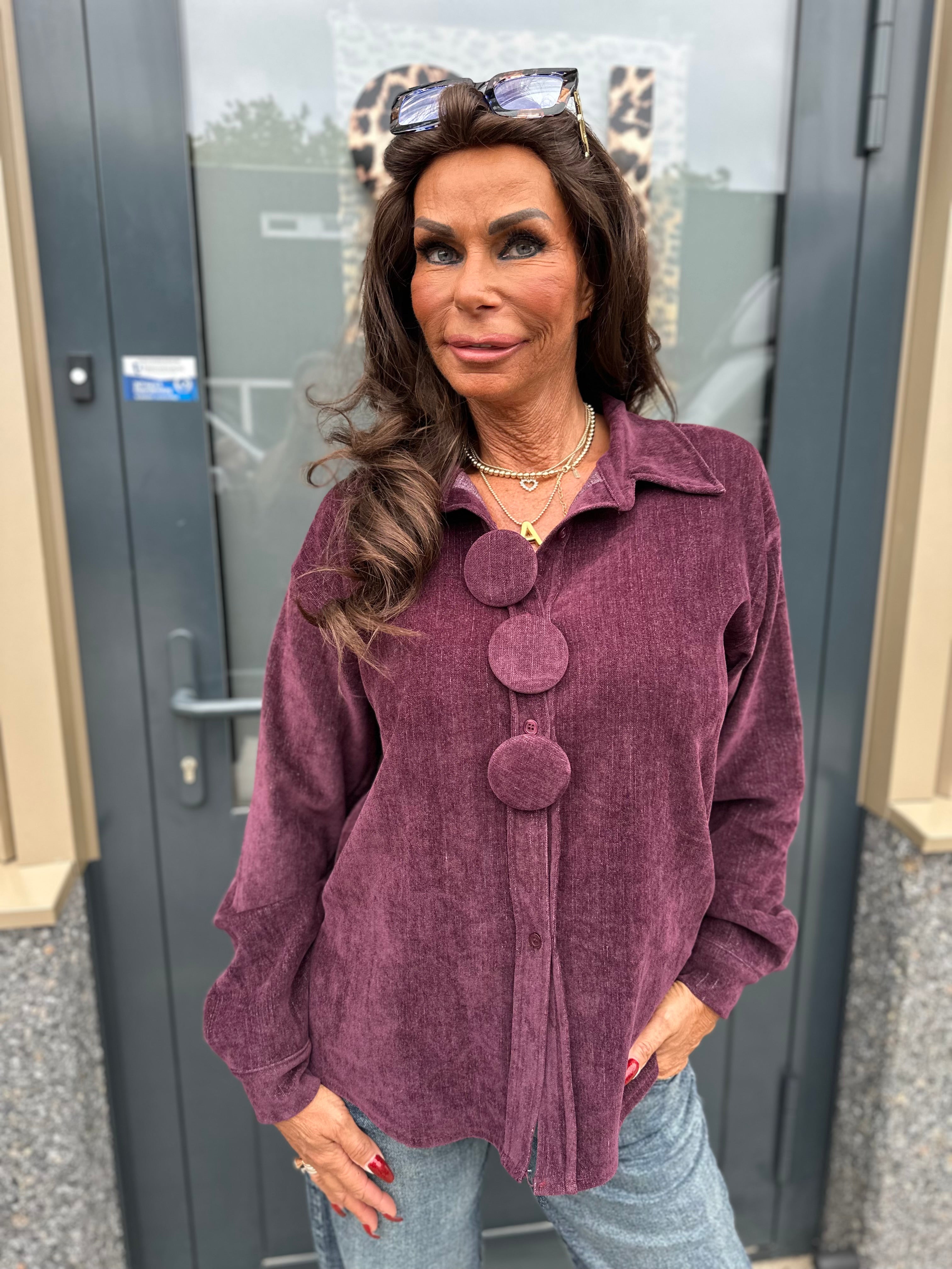 Blouse "big button" aubergine