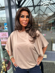 Top "Wide" vleermuismouw taupe