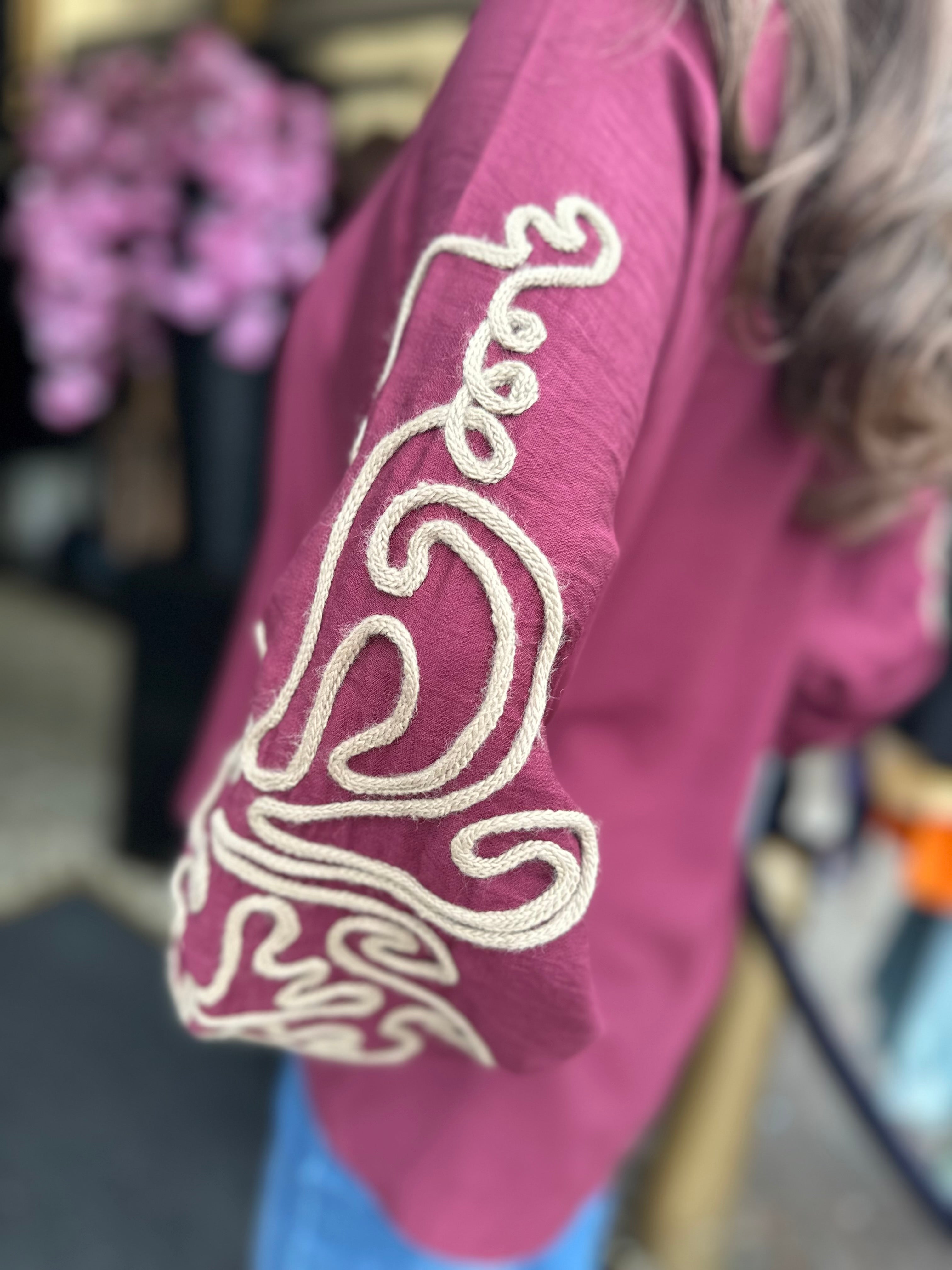 Blouse "Broderie" bordeaux