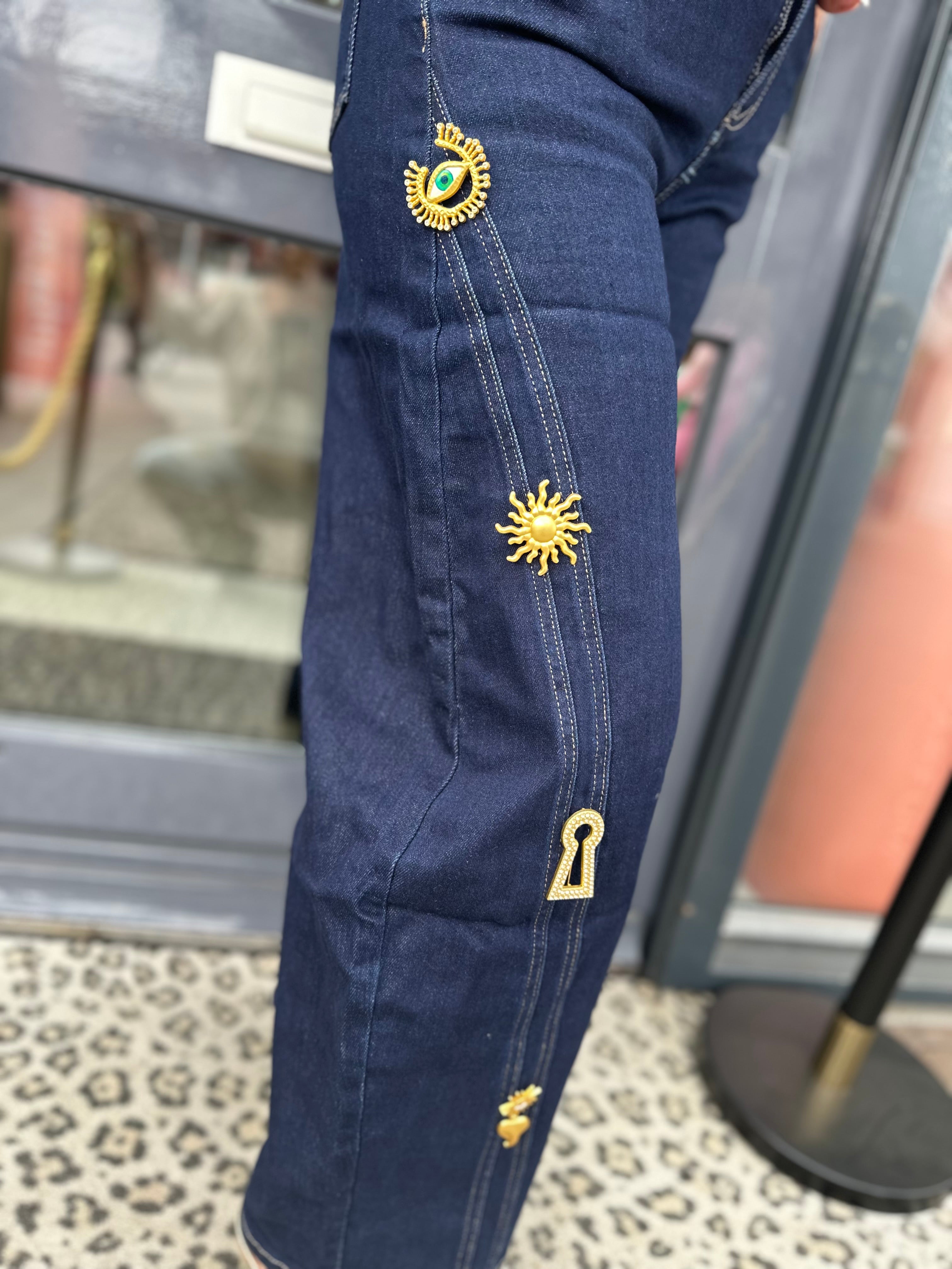 Jeans “Broche" donker denim