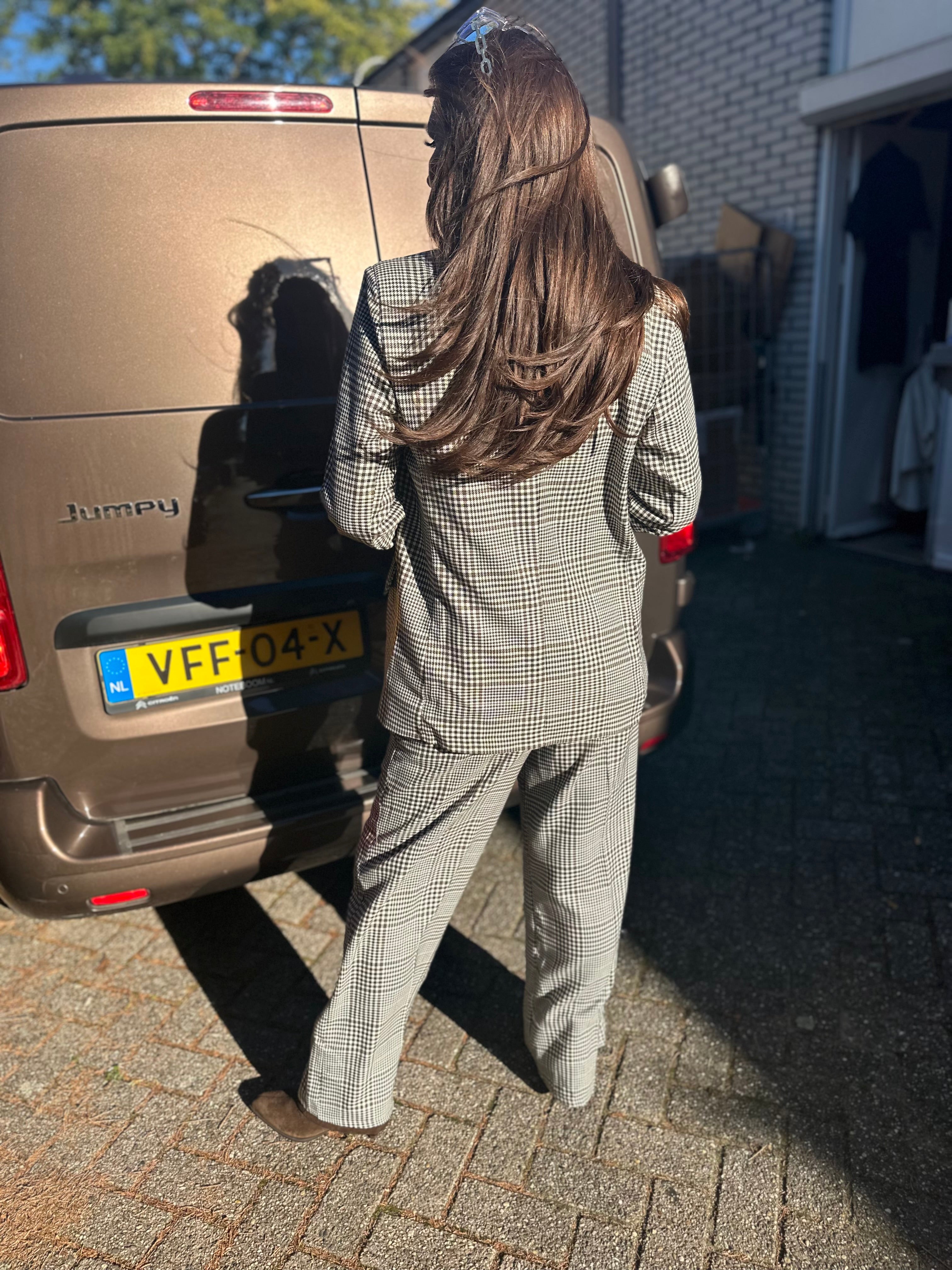 2 delig set "Dilana” geruit zwart wit Pre order maandag