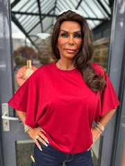 Top "Wide" vleermuismouw rood