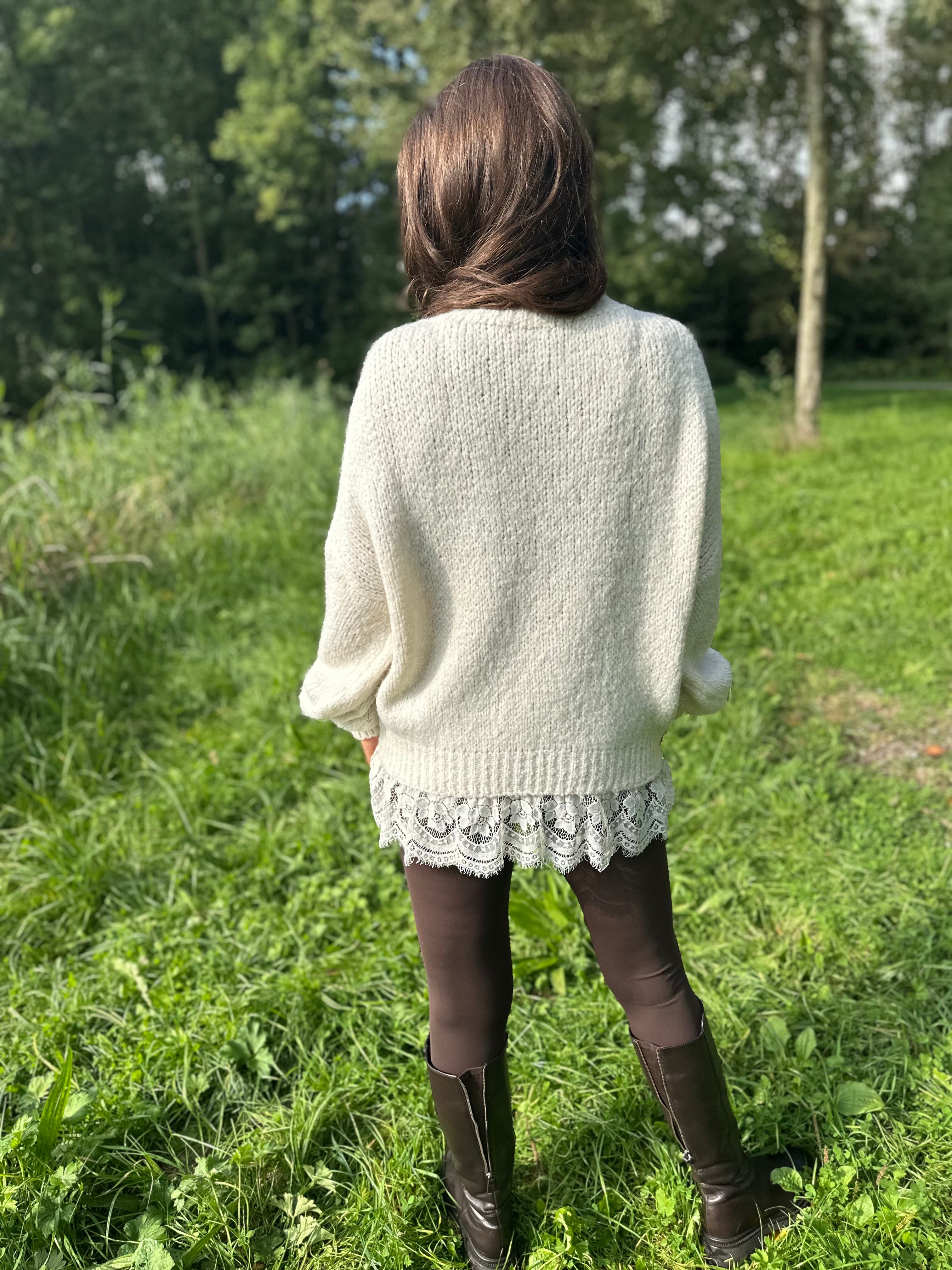 Gebreide trui kant "Knitted" créme