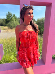 Playsuit kort "hydrofiel" print rood