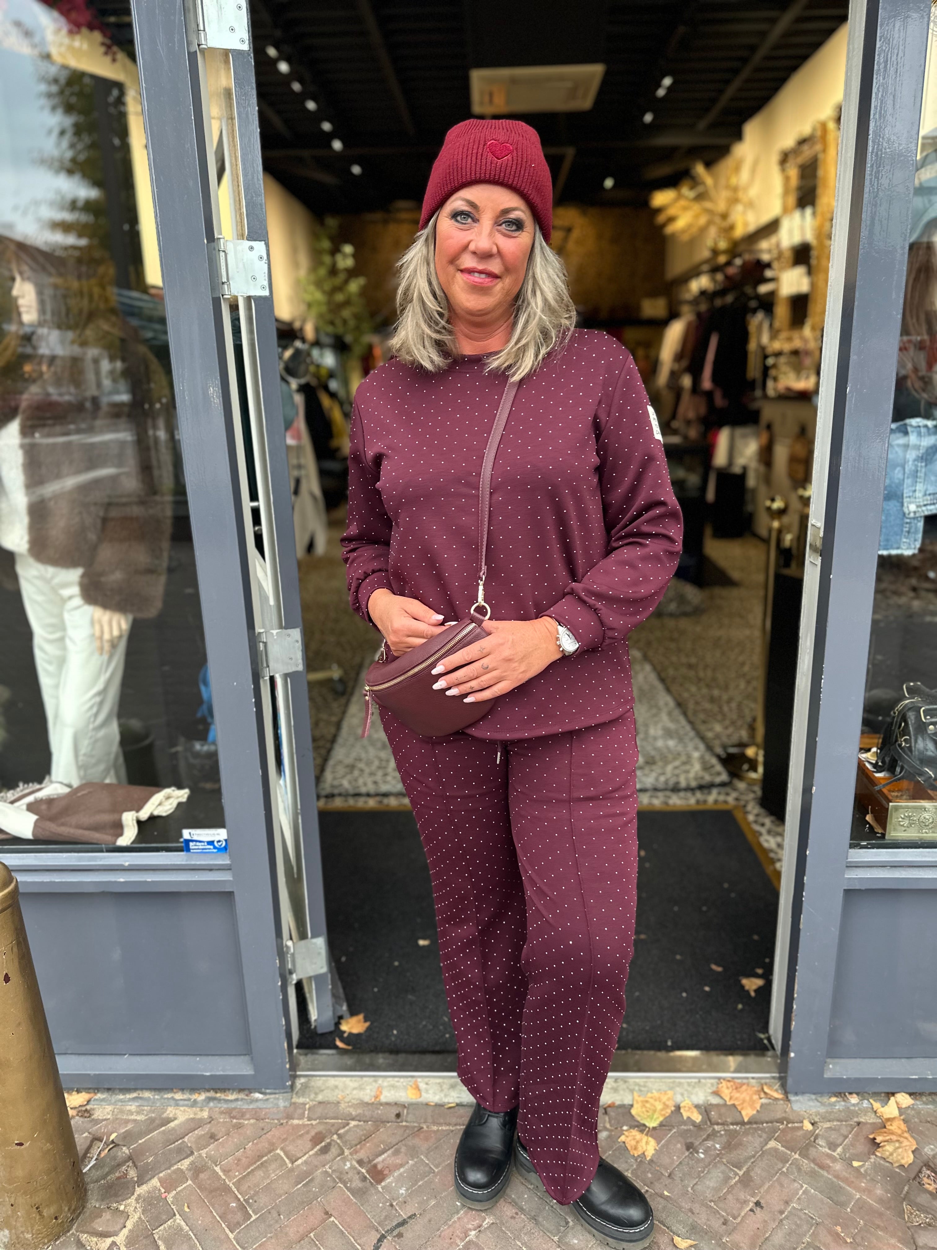 Life isn't perfect set lange mouw "Glamour" Bordeaux