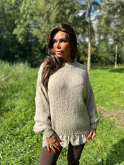 Gebreide trui kant "Knitted" taupe