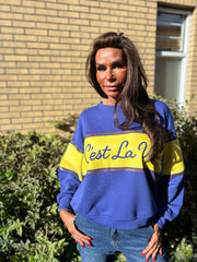 Trui "Cest la vie" kobaltblauw