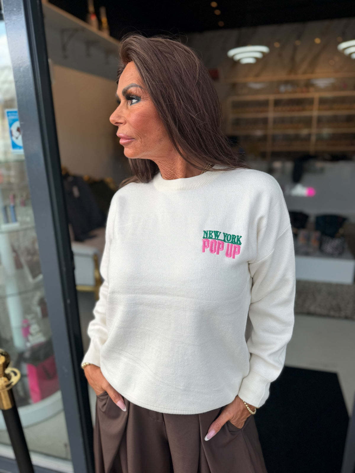 Trui “Pop up” offwhite