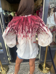 Blouse "Sascha” Bordeaux/beige