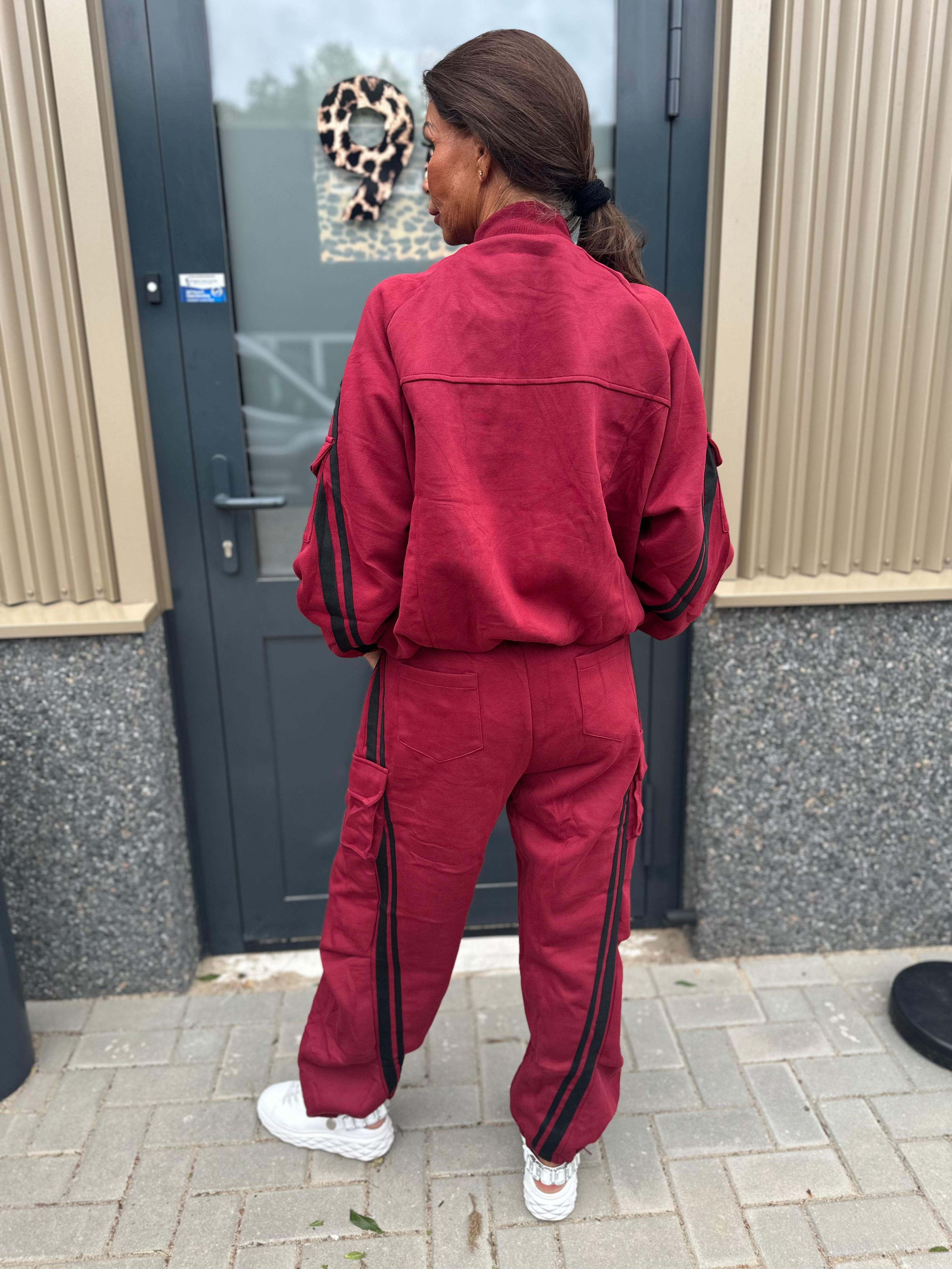2 delig joggingset Baseball bordeaux