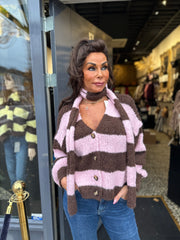 Vest met sjaal gestreept Roze/bruin