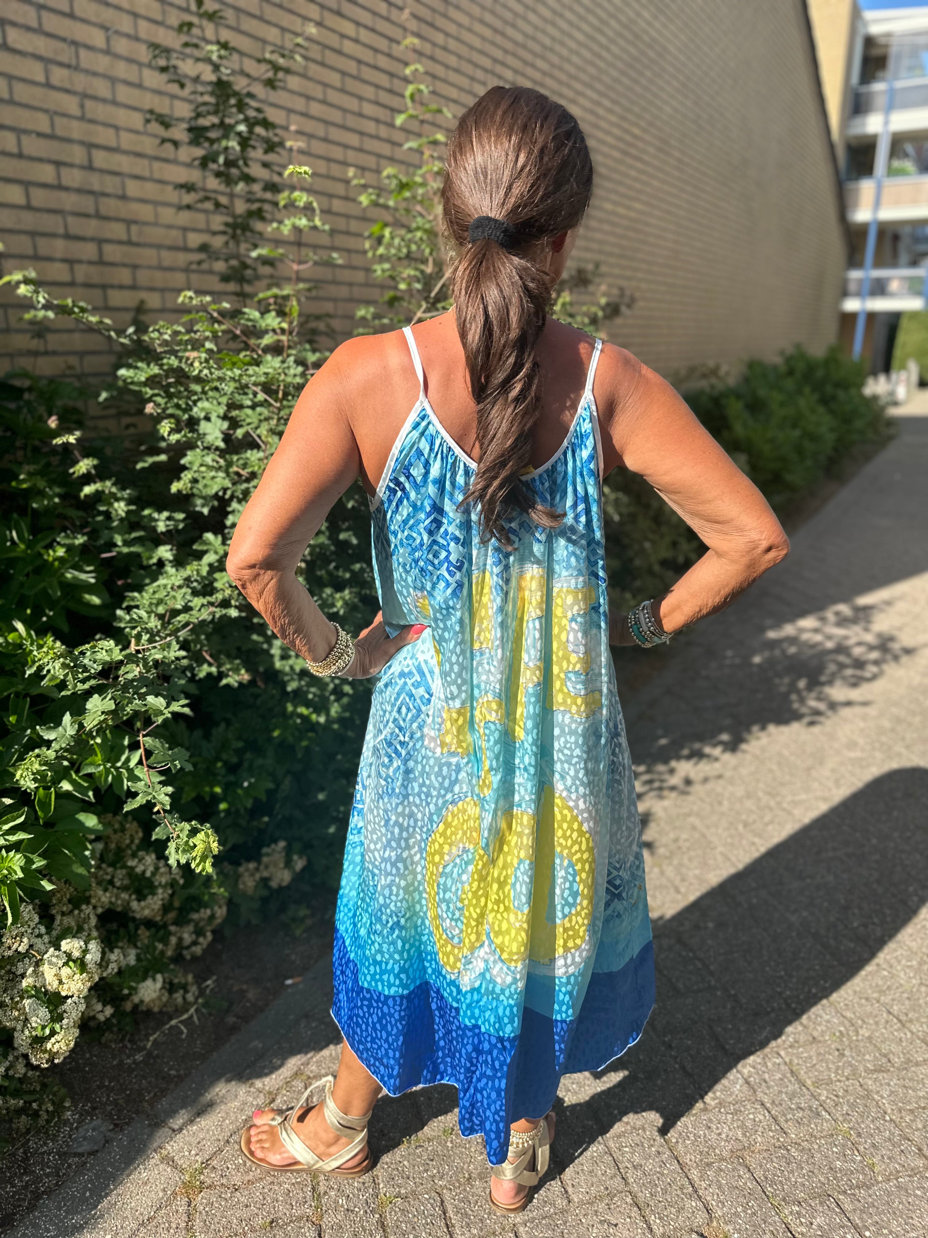 Jurk "Live is good” Blauw