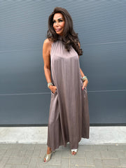 Halterjurk effen "show" mauve