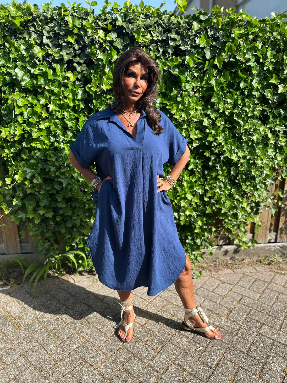 Jurkje "Kalyn" v-hals sky blauw
